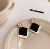 Pendientes de diamantes negros grandes con diseño geométrico de nicho, únicos, ligeros, lujosos, exagerados, de alta gama, elegantes, estilo retro francés.