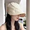 Chapéu de sol estilo Zhao Lusi feminino verão estilo coreano com cordão leve proteção UV cobertura facial sol chapéu de pescador