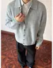 Suéter de Punto Simple Retro Estilo Academia Japonesa para Hombre Otoño Invierno Holgado Perezoso Versátil Cardigan con Solapa Ropa de Abrigo
