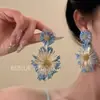 Chá Gelado de Rosa ~ Brincos Flor de Borla Azul para Mulheres, Brincos de Nicho Estilo Feriado de Luxo, Lindos Brincos e Tarrachas