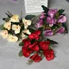 Flores Artificiais com 7 Cabeças, Orquídeas Borboleta em Cores de Outono, Arranjos de Flores Artificiais para Decoração de Casa, Celebrações de Casamento, Atacado de Fabricantes, Adereços de Fotografia