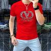 Moda Europea Camiseta de Manga Corta para Hombre Camiseta de Cuello Redondo Cómoda Transpirable Algodón Mercerizado para Hombre Manga Corta Cuello Redondo Letras Rhinting