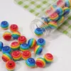 Ojo de Diablo de Resina Redondo Plano Rayas Arcoíris Cuentas Sueltas para Pulsera Hecha a Mano DIY Collar Accesorios de Joyería Materiales