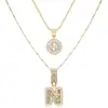 Collar con Colgante de Letra Inicial A-Z Transfronterizo Europeo y Americano Moda Personalidad Doble Capa Letra Colgante de Diamante Cadena de Clavícula