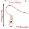 1 gancho de oreja de oro rosa S925 grabado cinco colores opcionales accesorio básico de joyería para pendientes DIY en stock al por mayor