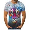 Europa e os Estados Unidos desejam nova saída de fábrica de camisetas masculinas com gola redonda de impressão digital Tiger 3D