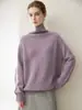 100% Caxemira Pura Outono 2026 Novo Gola Alta Manga Raglã Tricô Feminino Temperamento Estilo Preguiçoso Suéter Quente