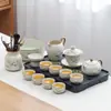 Lujo Ligero de Gama Alta Horno Ru Juego de Té Kung Fu para el Hogar Cerámica China Tetera Taza de Té Bandeja de Té Pequeña Juego de Regalo