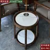 Mesa de té de mahjong en forma de abanico, estante de almacenamiento de madera maciza y losa de piedra para hotel, juego de té para sala de ajedrez y cartas, mesa de té anti-quemaduras para sala de té