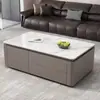 Mesa de Chá Moderna de Luxo na Cor Creme, Tendência para Apartamentos Pequenos, Adequada para Uso Doméstico na Sala de Estar, Apresentando uma Estação de Chá Integrada e Mesa de Chá