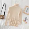Suéter de cuello alto ajustado, top de punto, jersey de manga larga, color liso, forro interior, nuevo 2025, suéter explosivo para mujer, otoño e invierno