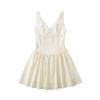 Aliexpress Atacado de Roupas Europeias e Americanas Transfronteiriças Nova Coleção Primavera 2025 Vestido Doce e Fresco de Cor Lisa com Renda nas Costas