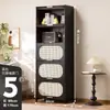 Cómoda Negra Estilo Vintage de Cinco Cajones Gabinete de Almacenamiento para Sala de Estar Dormitorio Gabinete de Almacenamiento Estantería Gabinete de Pasillo Gabinete Estrecho Alto Vertical Multicapa