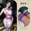 Fragancia Night Ting Lencería Morada Sexy Cuello Colgante Encaje Push-up Anillo para Pierna Sexy Traje