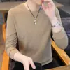 Sudadera tipo camiseta transfronteriza para hombre, manga larga, cuello redondo, nuevo color liso, casual, moda, versátil, manga larga para primavera y otoño