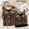 Colete Espesso Retro Sexy Estampa de Leopardo Escovado, Não Precisa de Sutiã, Roupa Íntima Picante para Meninas, Camada Base, Roupa Externa, Costas Bonitas, Lingerie Plus Size
