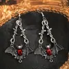Joias Transfronteiriças Estilo Gótico Escuro Exagerado Morcego Vampiro Vermelho Espinho Orelhas de Sangue Vermelho