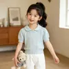 Ropa de verano casual y versátil para bebés niñas, prendas de punto para niños, camiseta de manga corta a la moda para niñas con tacto fresco