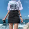 Saia jeans curta de cintura alta para mulheres 2021 verão Nova tamanho plus modeladora saia versátil estudante lápis saia evasê moda ins