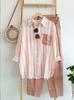 Amazon Transfronterizo Primavera y Verano Talla Grande Suelto Chica Gordita Temperamento Casual Estilo Occidental Reductor de Edad Rayado Moda Traje Deportivo