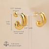 Pendientes de doble capa con forma de C, sencillos, chapados en cobre y oro auténtico, de estilo transfronterizo europeo y americano. Pendientes geométricos de doble capa para mujer.