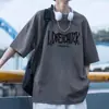 Camiseta de Manga Curta de Verão Masculina Marca da Moda Estudante Estilo Namorado Salty Roupa Legal Bonita Conjunto de Shorts Jeans Botão Hip Hop