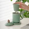 Taza de Té de Flor Helada Hecha a Mano por el Fabricante Taza de Cerámica con Tapa Separación de Té y Agua Taza de Té Caja de Regalo
