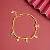 Nuevo Pulsera Antigua de Oro Arena Estilo Chino, Pulsera de Cuentas Retro Danza del León Paz y Alegría para Mujer, Joyería Vintage que No se Desvanece