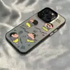 Adequado para Capa de Celular Apple 17Promax Desenho Animado Fofo Iphone16Plus Luxo Leve 15 Casal Calça Amarela Xiaoxin