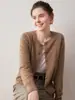 Suave y cómodo 2026 colección de otoño nueva: cárdigan de cachemira para mujer, suéter de cuello redondo, prenda exterior corta para primavera e invierno, chaqueta de punto para mujer