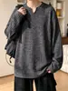 Camiseta de punto acanalado de manga larga con cuello en V para hombre, capa interior texturizada de otoño de corte holgado, camiseta básica de moda estilo americano