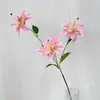 Nuevas flores de lirio artificiales de 3 cabezas para bodas, flores falsas para arreglos de boda, arreglos florales, flores de seda hechas a mano