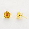Pendientes de margarita de imitación K gold de lujo ligero, anillo, collar, juego de tres piezas para mujer, latón, collar de flor chapado en oro, ventas directas de fábrica