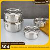 Panela de três peças de aço inoxidável 304 estilo coreano com tampa kimchi bowl selada anti-transbordamento caixa de almoço caixa de tempero