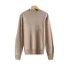 Suéter de punto de cachemira de estilo casual para mujer, cuello semi-alto, manga larga, corte holgado, color liso, top base suave y acogedor