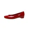 Sapatos femininos de sola reta para aumentar a altura com separador de dedos, novo modelo da primavera de 2026, sapatos rasos slip-on em bordô com tela e strass