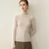 Macio e amigo da pele, malha sem costura, suéter 100% cashmere puro, gola alta feminina, camada base justa, suéter interno