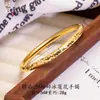 Pulsera Llana de Latón Chapado en Oro con Patrón de Hielo Triturado Mecanizado por CNC para Mujer, Pulsera de Oro Simple y Elegante Electrochapada al Vacío Que No Se Desvanece Fácilmente