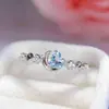 Anel de Topázio com Prata 925 Anel de Topázio Azul Natural Joias Ao Vivo Uma Peça Dropshipping