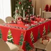 Mantel de Navidad de PVC Impermeable Sin Lavar Mantel de Ambiente Año Nuevo Rojo Decoración Festiva Mantel de Mesa de Café