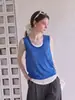 Verão novo nicho único e estiloso design versátil camisola de falso conjunto de duas peças top sem mangas feminino moderno