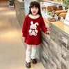 Aekyung Ropa Infantil Vestido Suéter para Niñas Estilo Caricatura Navideña Vestido de Punto Otoño Invierno Nuevo Lindo Vestido de Princesa