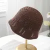 Chapéu de Pescador Vazado para Mulheres, Chapéu Bucket de Tricô Grande para Circunferência da Cabeça no Verão, Chapéu para Mostrar o Rosto para Viagens ao Ar Livre e Férias