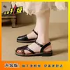 Sandalias Huecas con Hebilla Retro Estilo Hada para Mujer, Novedad Verano 2026 Versión Coreana Zapatos Romanos Planos Versátiles