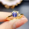 Anillo de Tanzanita Natural Popular al por Mayor de Fábrica Plata S925 Incrustado con Piedra Principal 5*5 Joyería de Lujo Venta Directa de Fábrica