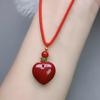 Pulsera con colgante de amor de cinabrio crudo natural con incrustaciones de corazón, pendientes, anillo y colgante, conjunto de tres piezas.