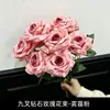 Ramo de rosas artificiales de nueve puntas para decoración del hogar en la sala de estar, arreglo de flores artificiales para bodas y celebraciones, rosas rojas, admite envío directo