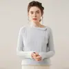 Suéter de Cashmere para Mulheres, Outono/Inverno 2025, Elegante Suéter com Botões Off-Shoulder, Caimento Justo, Base Canelada