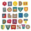 Conjunto de 26 Letras e Números em Inglês Patches de Tecido Bordado Novo Estilo Adesivos de Nome Transfronteiriços Emblemas Patches Logos Escolares