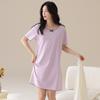 Camisola de Modal de Verão para Mulheres, Manga Curta, Fina, com Laço, Simples, Pode Ser Usada Fora de Casa, Vestido para Casa, Camisola Feminina de Verão